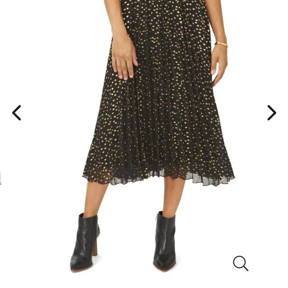 Vince Camuto Pleated Chiffon Foil Dot Maxi Skirt - Picture 3 of 10